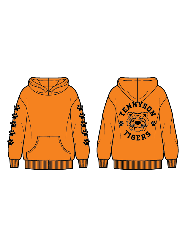 Youth Tennyson Tiger - Orange Pullover Hoodie