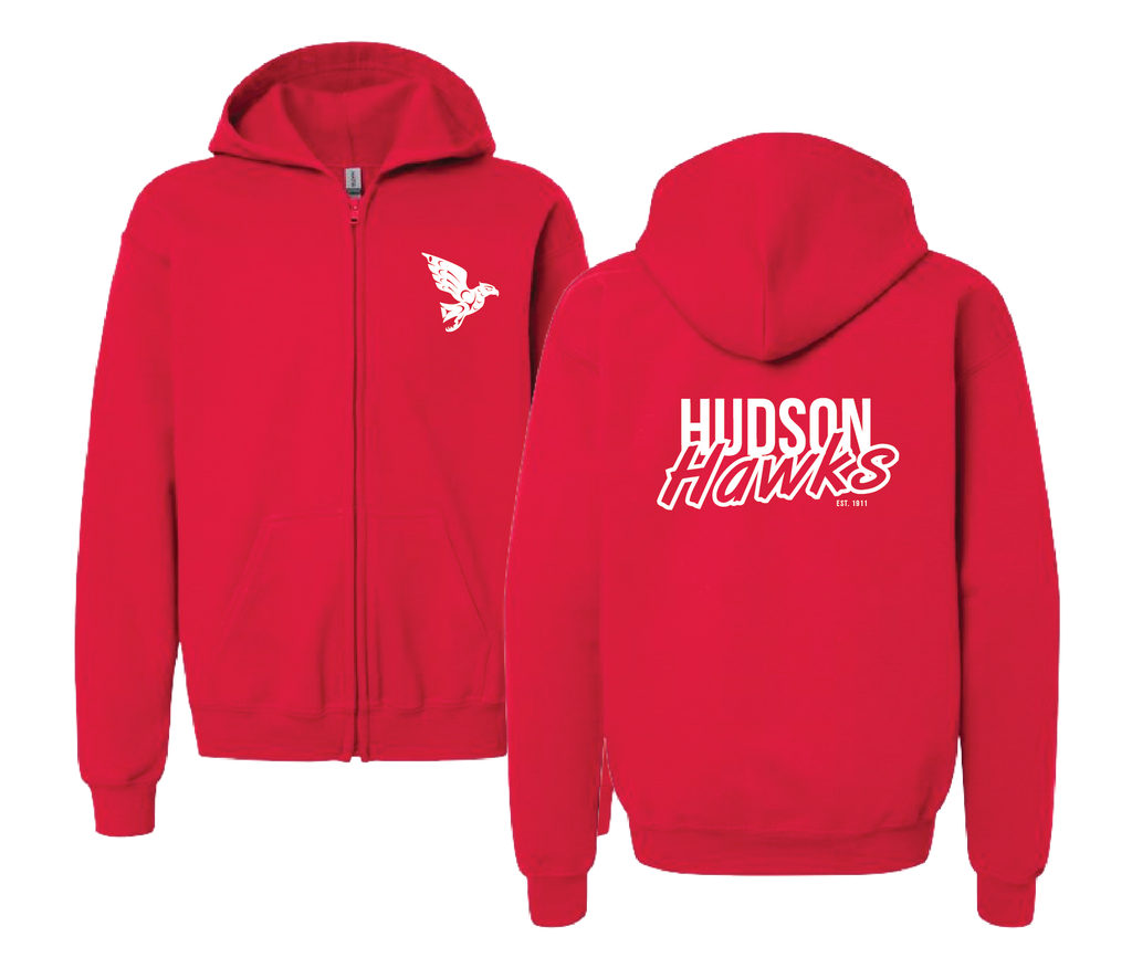 Hudson Hawks Red Zip Hoody - YOUTH