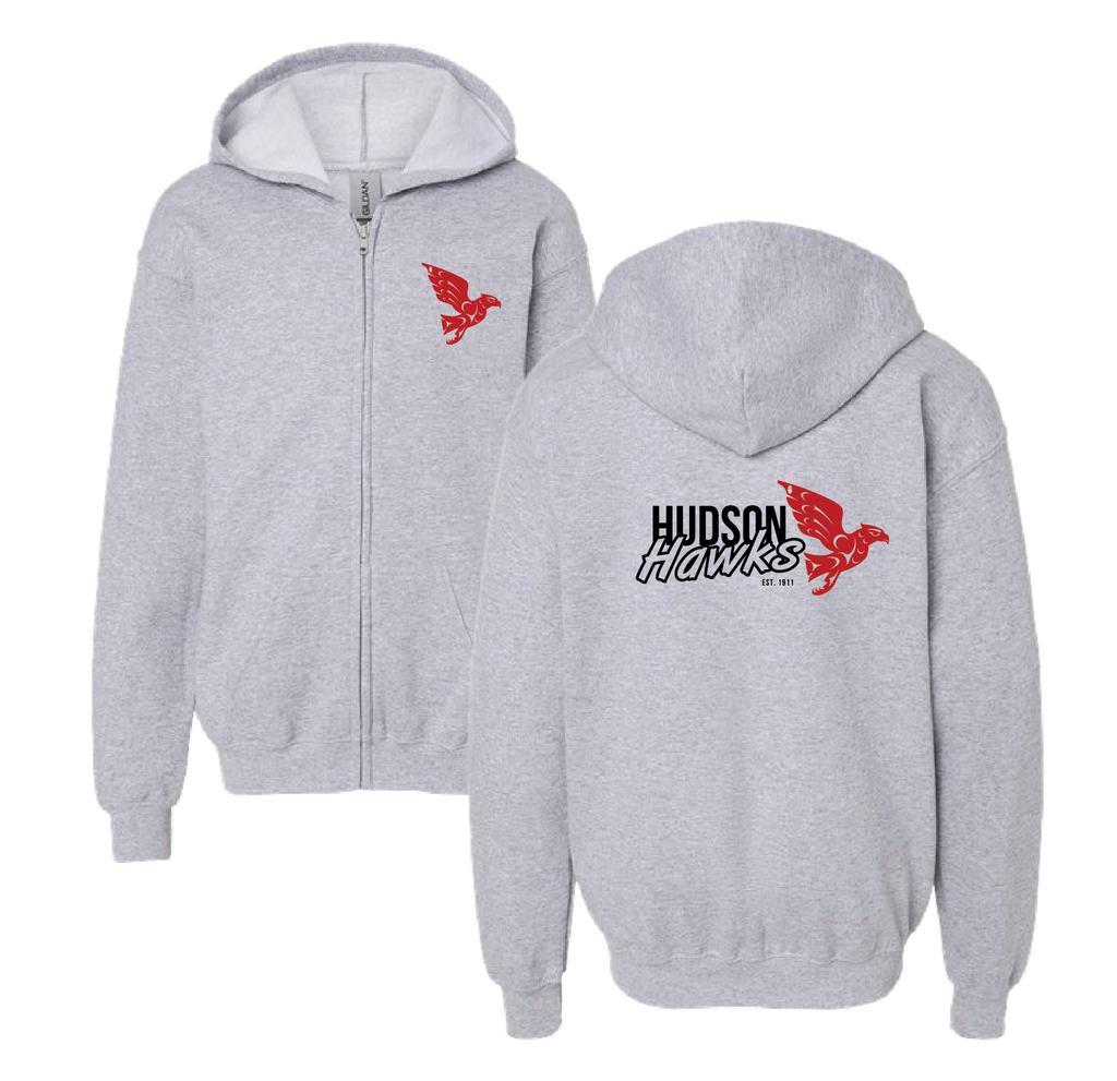 Hudson Hawks Grey Zip Hoody - YOUTH