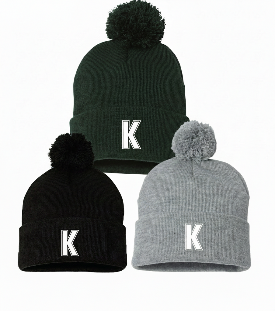 Kerrisdale 'K' Pom Pom Beanie - YOUTH & ADULT ONE SIZE
